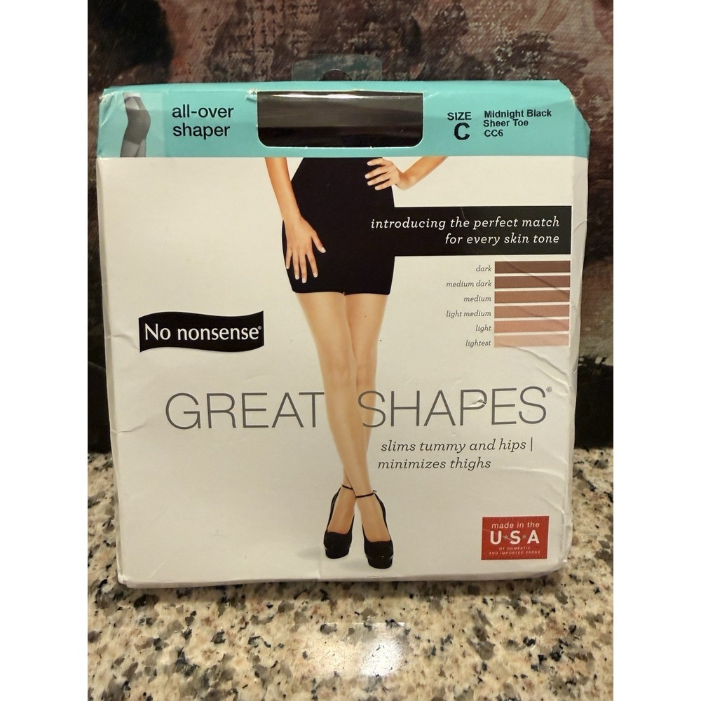 No Nonsense Great Shapes, Midnight Black Sheer Toe Size C, CC6, NIB